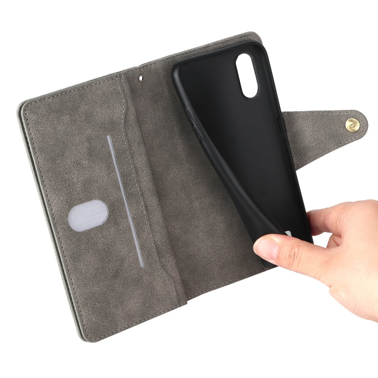 For Samsung Galaxy A01 EU Version Rivet Buckle 9 Cards Three Fold Leather Phone Case