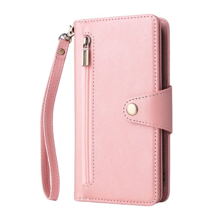 For Samsung Galaxy A01 EU Version Rivet Buckle 9 Cards Three Fold Leather Phone Case