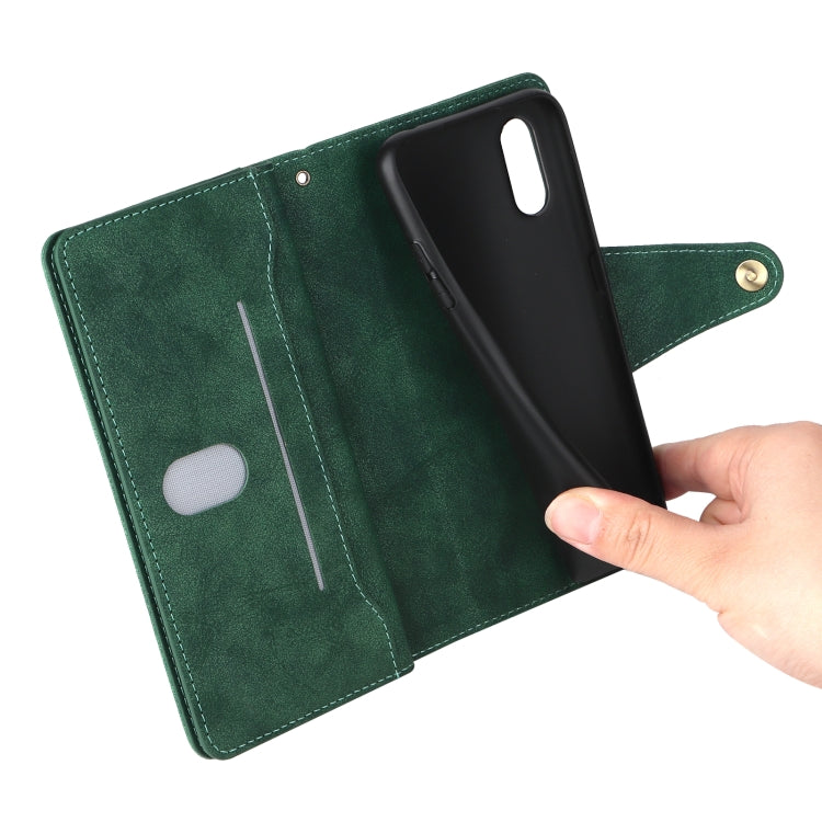 For Samsung Galaxy A01 EU Version Rivet Buckle 9 Cards Three Fold Leather Phone Case