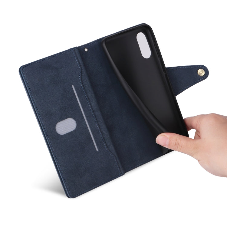 For Samsung Galaxy A02 Rivet Buckle 9 Cards Three Fold Leather Phone Case