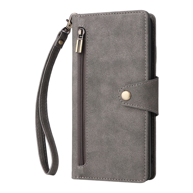 For Samsung Galaxy A02 Rivet Buckle 9 Cards Three Fold Leather Phone Case