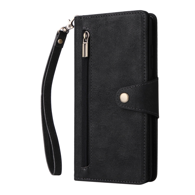 For Samsung Galaxy A03S 166mm Rivet Buckle 9 Cards Three Fold Leather Phone Case