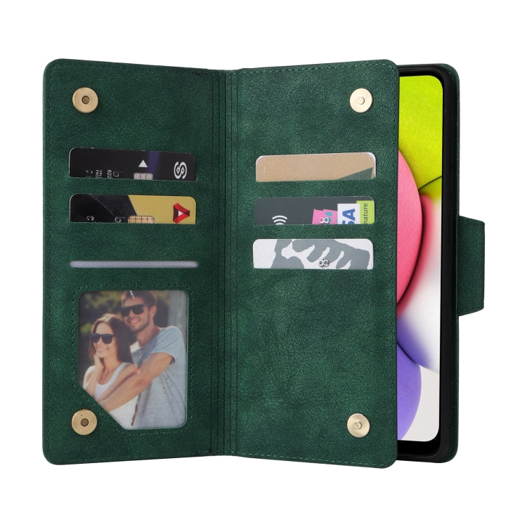 For Samsung Galaxy A03S 166mm Rivet Buckle 9 Cards Three Fold Leather Phone Case