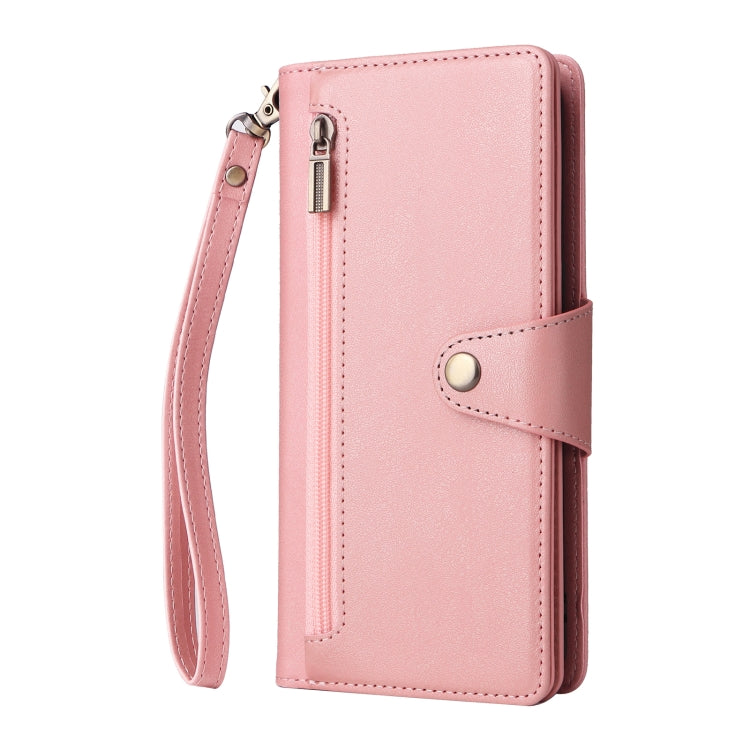 For Samsung Galaxy A10s Rivet Buckle 9 Cards Three Fold Leather Phone Case
