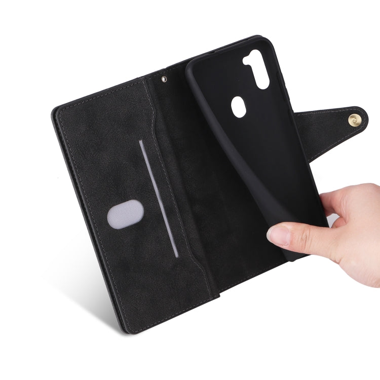 For Samsung Galaxy A11 EU Version Rivet Buckle 9 Cards Three Fold Leather Phone Case