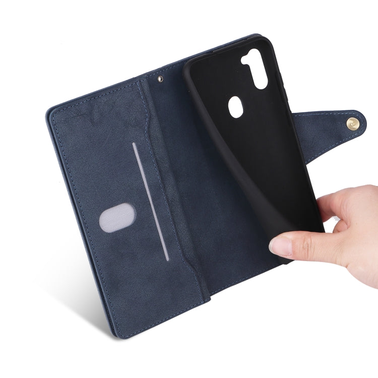 For Samsung Galaxy A11 EU Version Rivet Buckle 9 Cards Three Fold Leather Phone Case