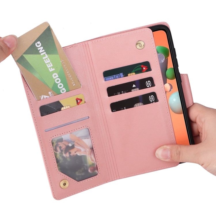For Samsung Galaxy A11 EU Version Rivet Buckle 9 Cards Three Fold Leather Phone Case