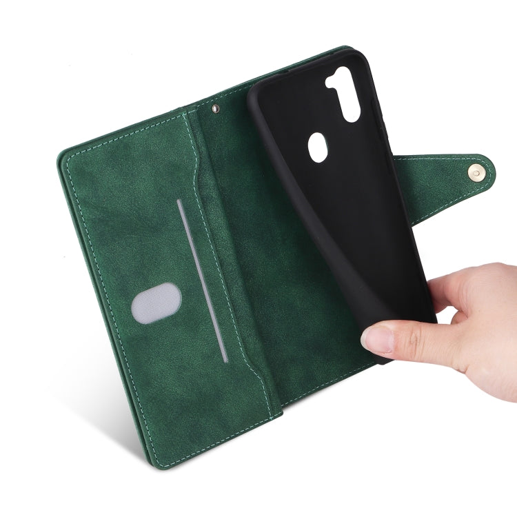 For Samsung Galaxy A11 EU Version Rivet Buckle 9 Cards Three Fold Leather Phone Case