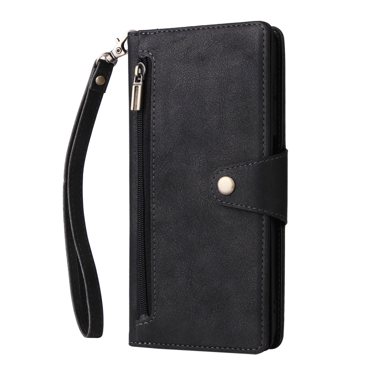For Samsung Galaxy A12 5G Rivet Buckle 9 Cards Three Fold Leather Phone Case