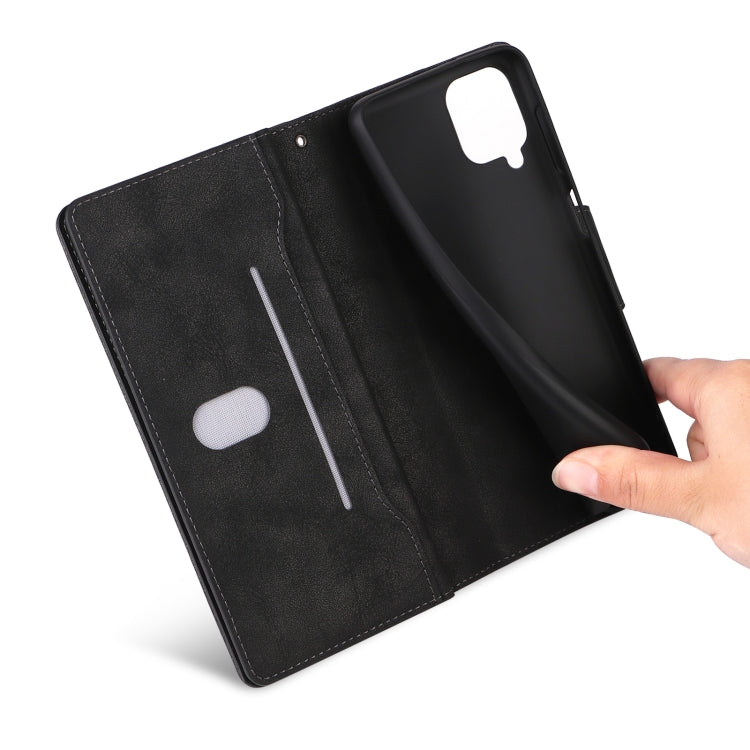 For Samsung Galaxy A12 5G Rivet Buckle 9 Cards Three Fold Leather Phone Case