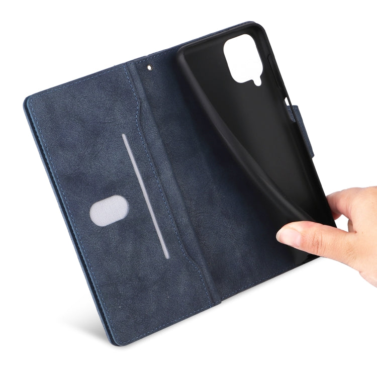 For Samsung Galaxy A12 5G Rivet Buckle 9 Cards Three Fold Leather Phone Case