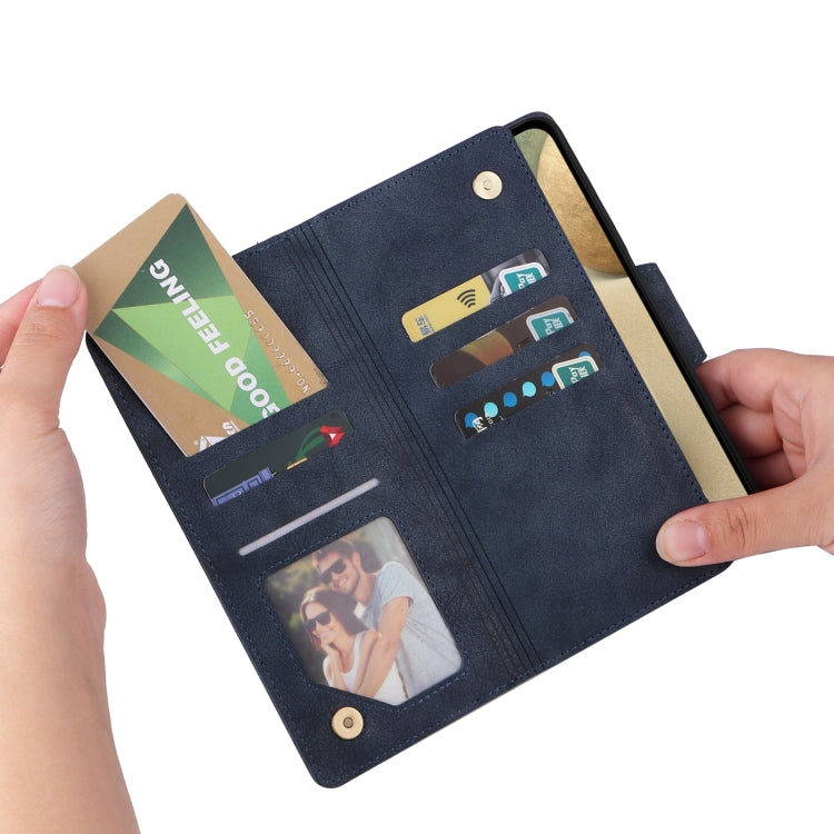 For Samsung Galaxy A12 5G Rivet Buckle 9 Cards Three Fold Leather Phone Case