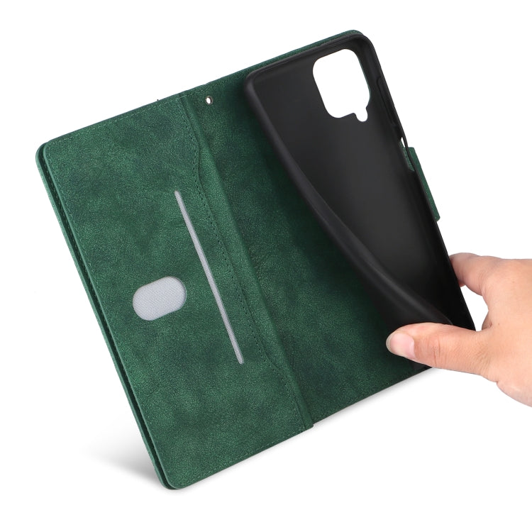 For Samsung Galaxy A12 5G Rivet Buckle 9 Cards Three Fold Leather Phone Case