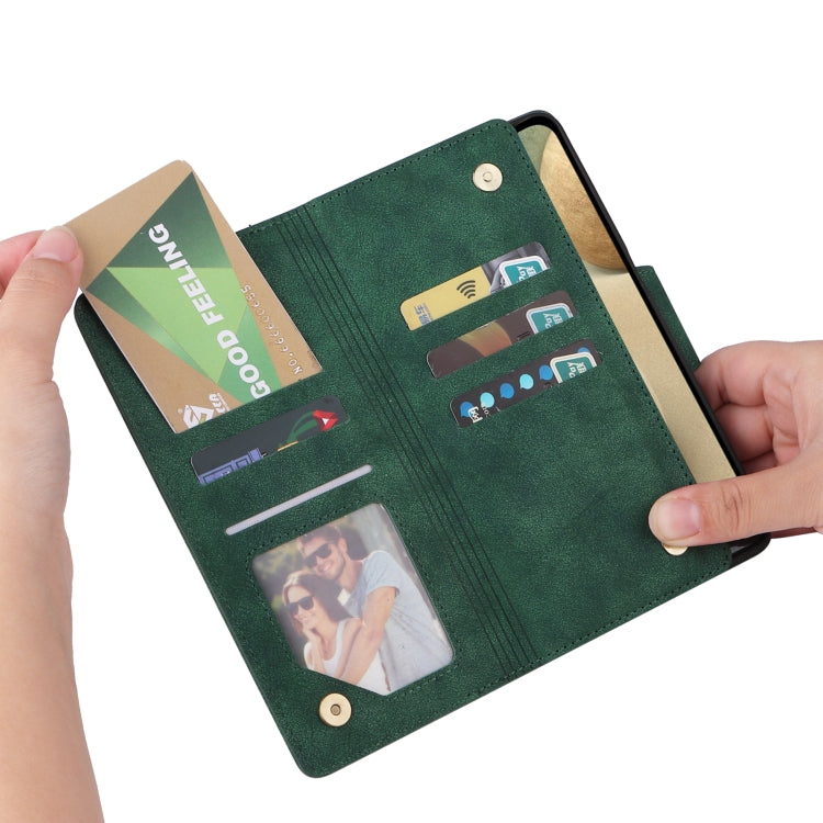 For Samsung Galaxy A12 5G Rivet Buckle 9 Cards Three Fold Leather Phone Case