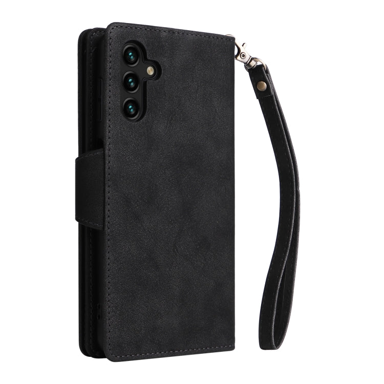 For Samsung Galaxy A13 5G Rivet Buckle 9 Cards Three Fold Leather Phone Case