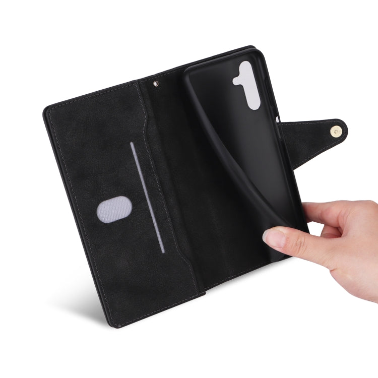 For Samsung Galaxy A13 5G Rivet Buckle 9 Cards Three Fold Leather Phone Case