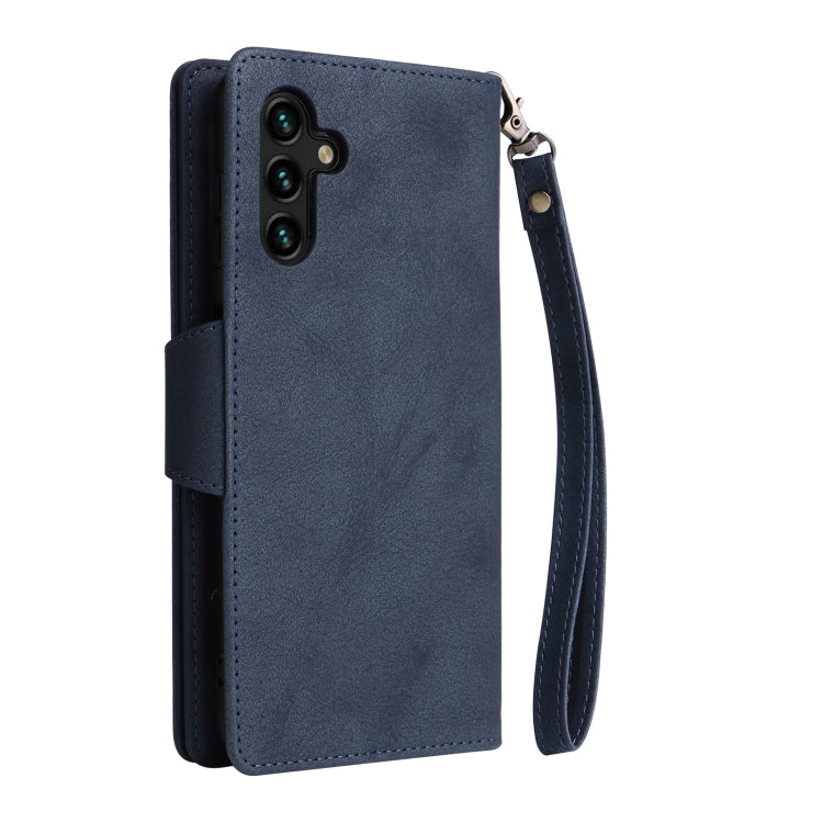 For Samsung Galaxy A13 5G Rivet Buckle 9 Cards Three Fold Leather Phone Case