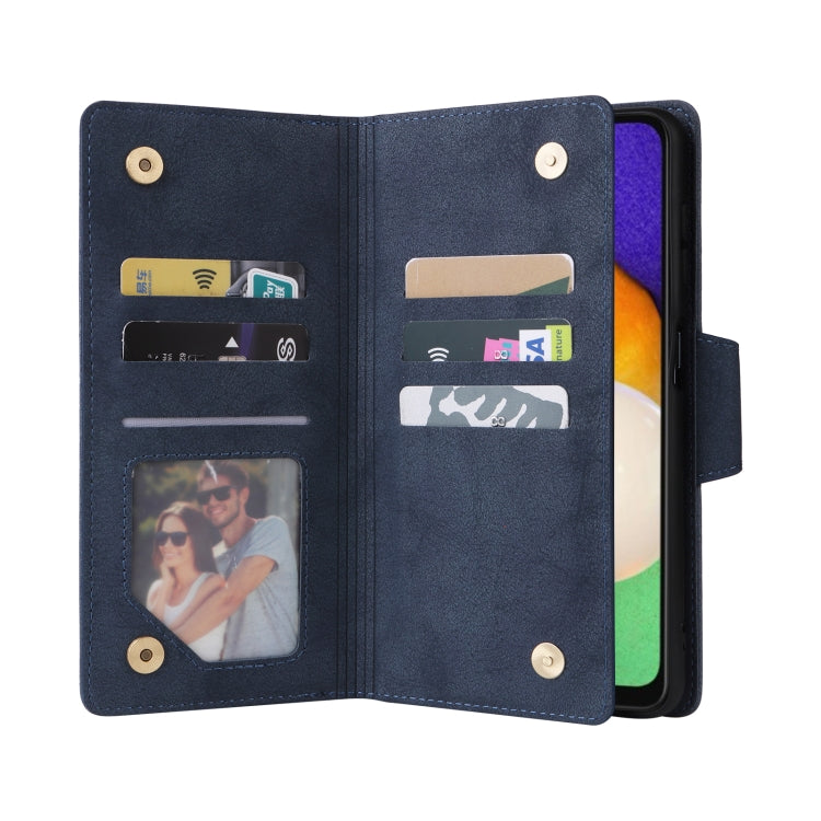 For Samsung Galaxy A13 5G Rivet Buckle 9 Cards Three Fold Leather Phone Case