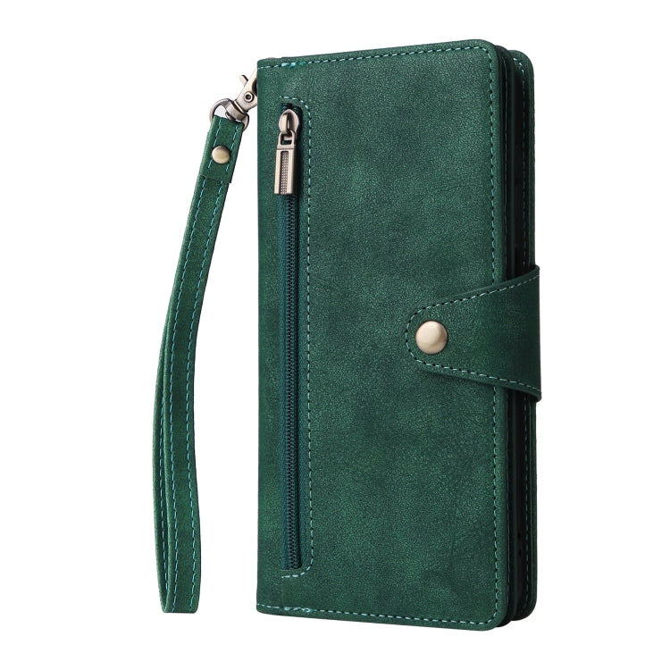 For Samsung Galaxy A13 5G Rivet Buckle 9 Cards Three Fold Leather Phone Case