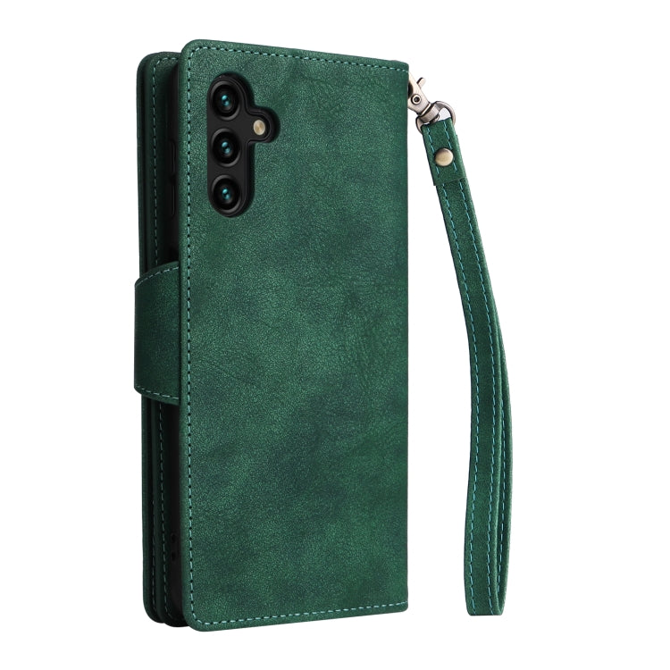 For Samsung Galaxy A13 5G Rivet Buckle 9 Cards Three Fold Leather Phone Case