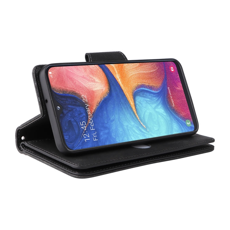 For Samsung Galaxy A20E Rivet Buckle 9 Cards Three Fold Leather Phone Case