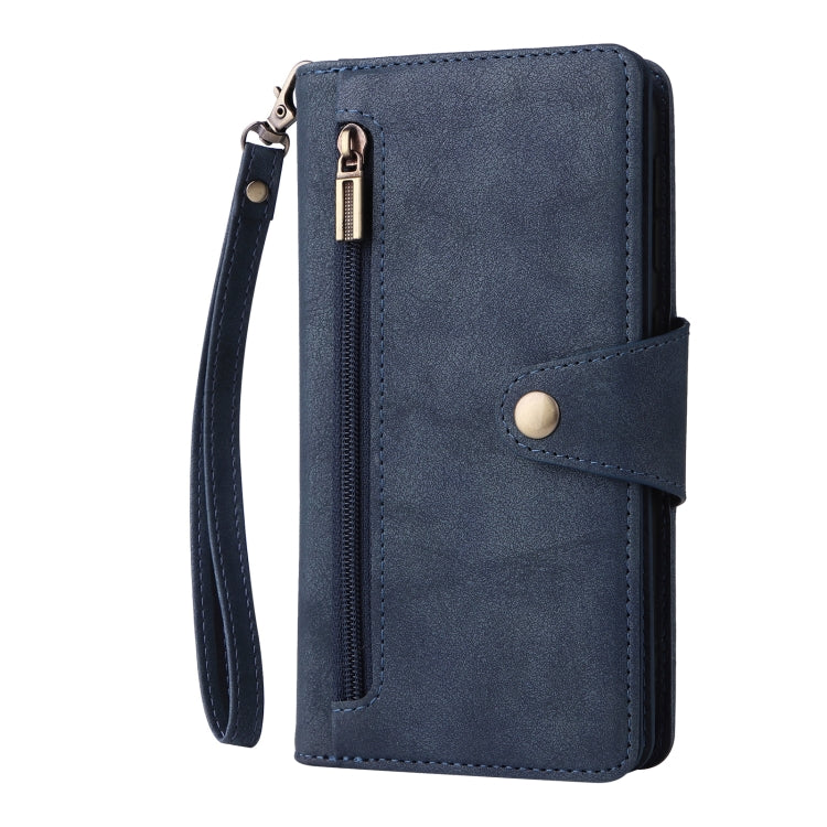 For Samsung Galaxy A20E Rivet Buckle 9 Cards Three Fold Leather Phone Case