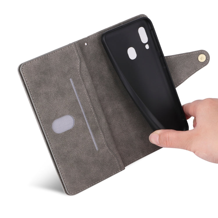For Samsung Galaxy A20E Rivet Buckle 9 Cards Three Fold Leather Phone Case