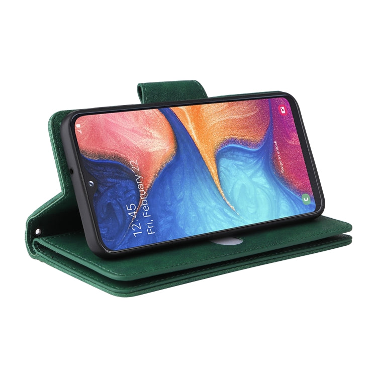 For Samsung Galaxy A20E Rivet Buckle 9 Cards Three Fold Leather Phone Case