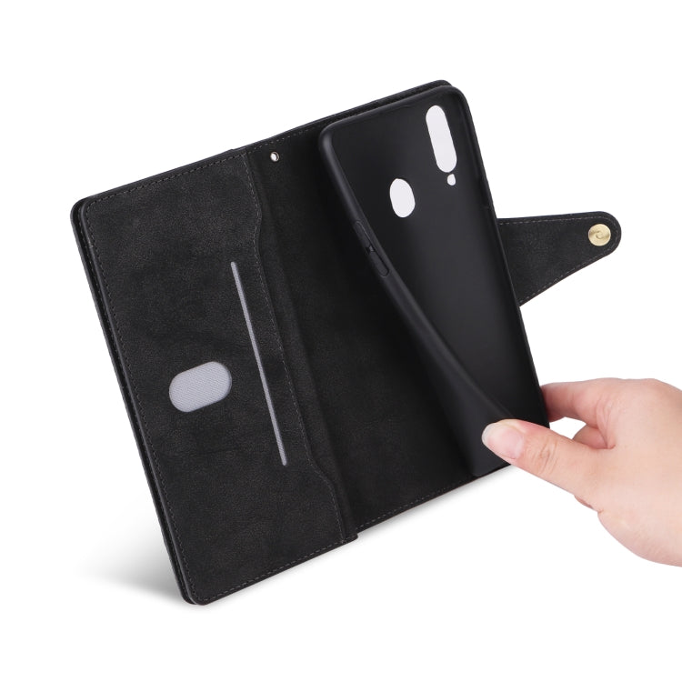For Samsung Galaxy A20S Rivet Buckle 9 Cards Three Fold Leather Phone Case