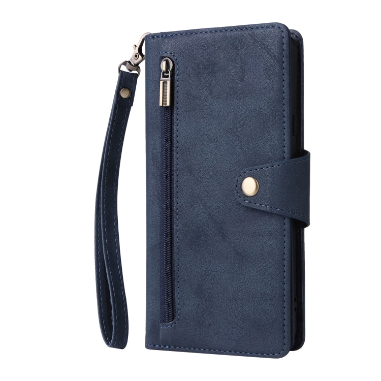 For Samsung Galaxy A20S Rivet Buckle 9 Cards Three Fold Leather Phone Case