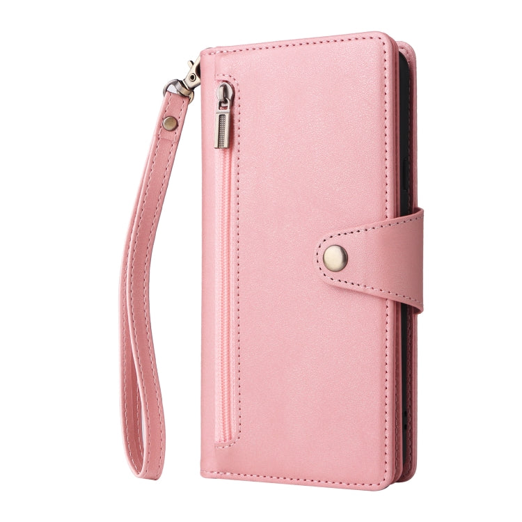 For Samsung Galaxy A20S Rivet Buckle 9 Cards Three Fold Leather Phone Case