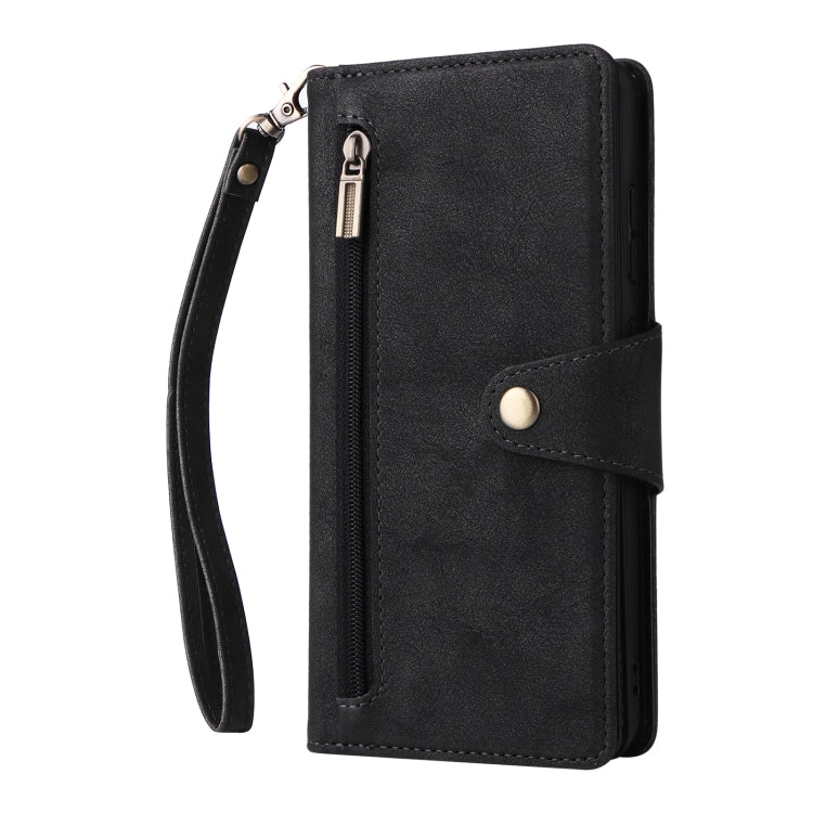 For Samsung Galaxy A21 EU Version Rivet Buckle 9 Cards Three Fold Leather Phone Case