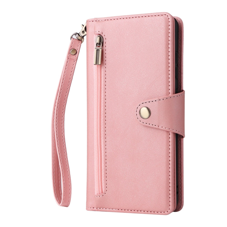 For Samsung Galaxy A21 EU Version Rivet Buckle 9 Cards Three Fold Leather Phone Case