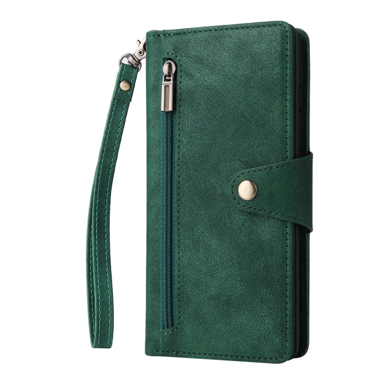 For Samsung Galaxy A21 EU Version Rivet Buckle 9 Cards Three Fold Leather Phone Case