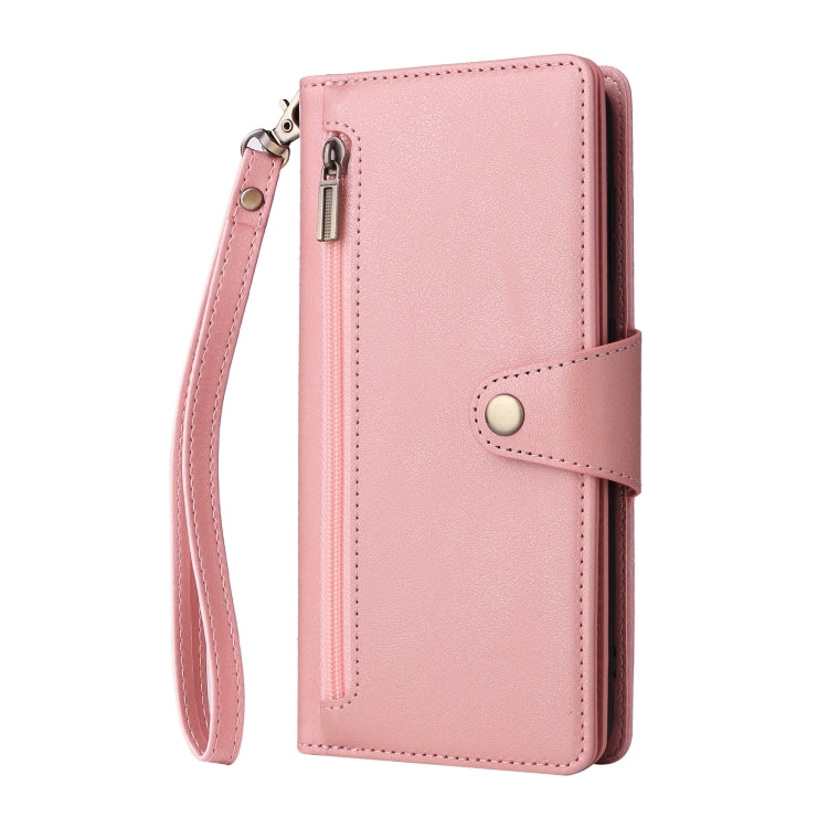 For Samsung Galaxy A21S Rivet Buckle 9 Cards Three Fold Leather Phone Case