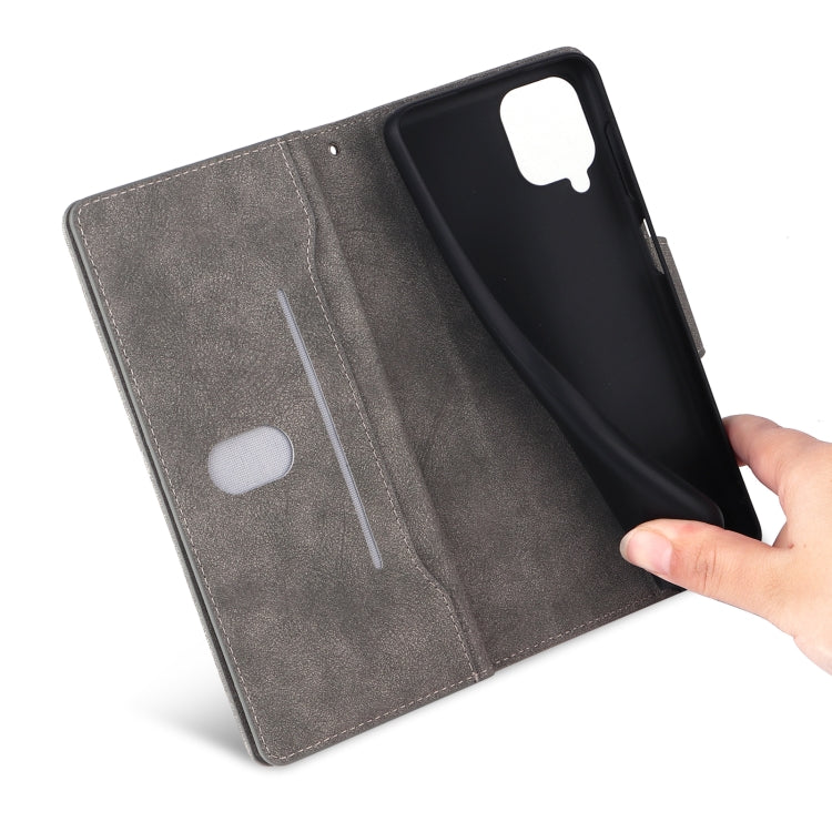 For Samsung Galaxy A22 4G Rivet Buckle 9 Cards Three Fold Leather Phone Case