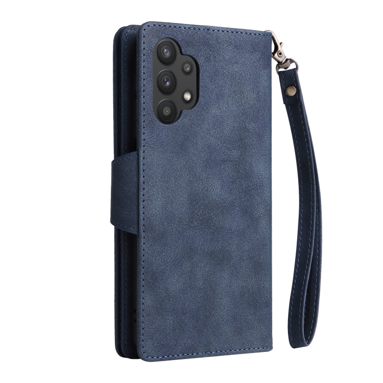For Samsung Galaxy A32 4G Rivet Buckle 9 Cards Three Fold Leather Phone Case