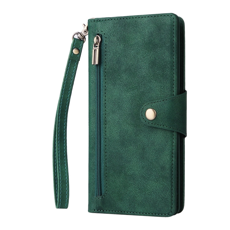 For Samsung Galaxy A32 4G Rivet Buckle 9 Cards Three Fold Leather Phone Case
