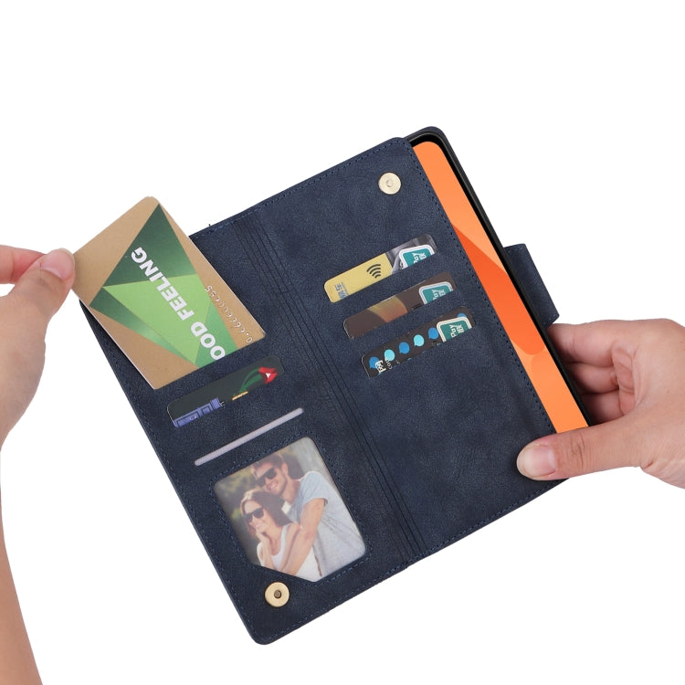 For Samsung Galaxy A32 5G Rivet Buckle 9 Cards Three Fold Leather Phone Case