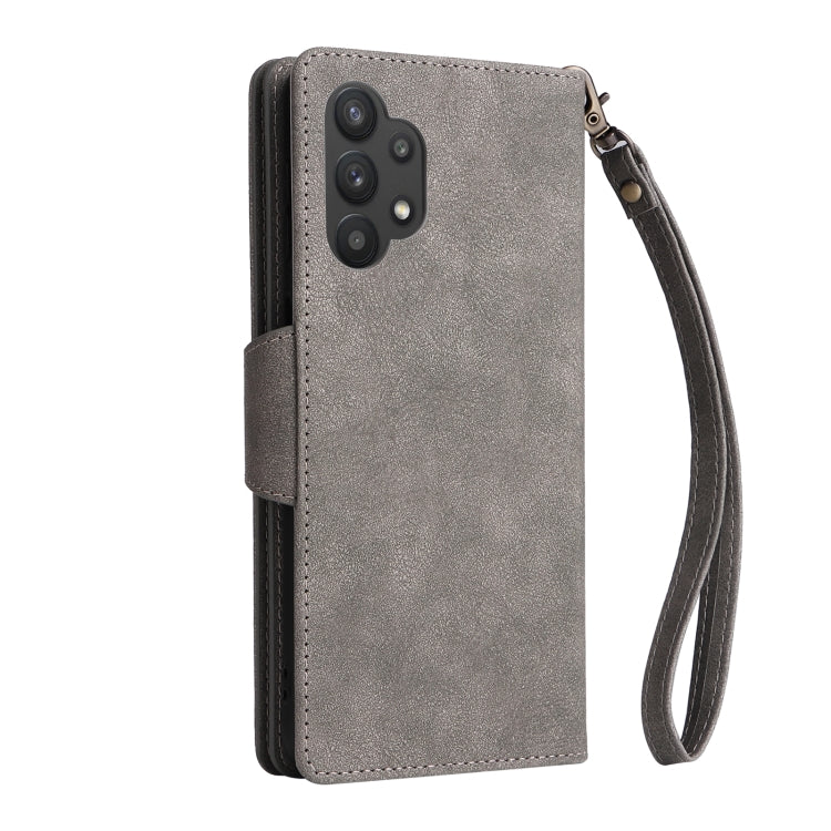 For Samsung Galaxy A32 5G Rivet Buckle 9 Cards Three Fold Leather Phone Case