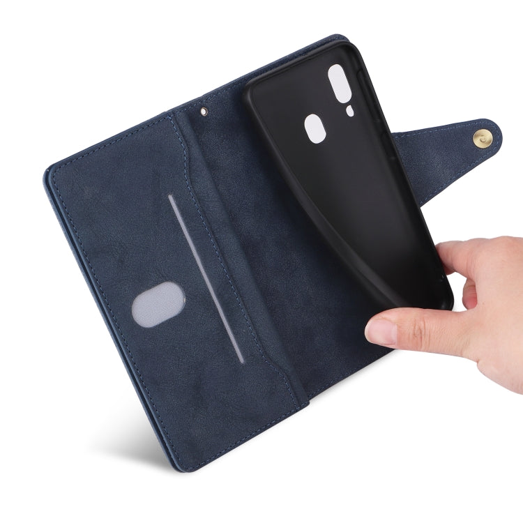 For Samsung Galaxy A40 Rivet Buckle 9 Cards Three Fold Leather Phone Case