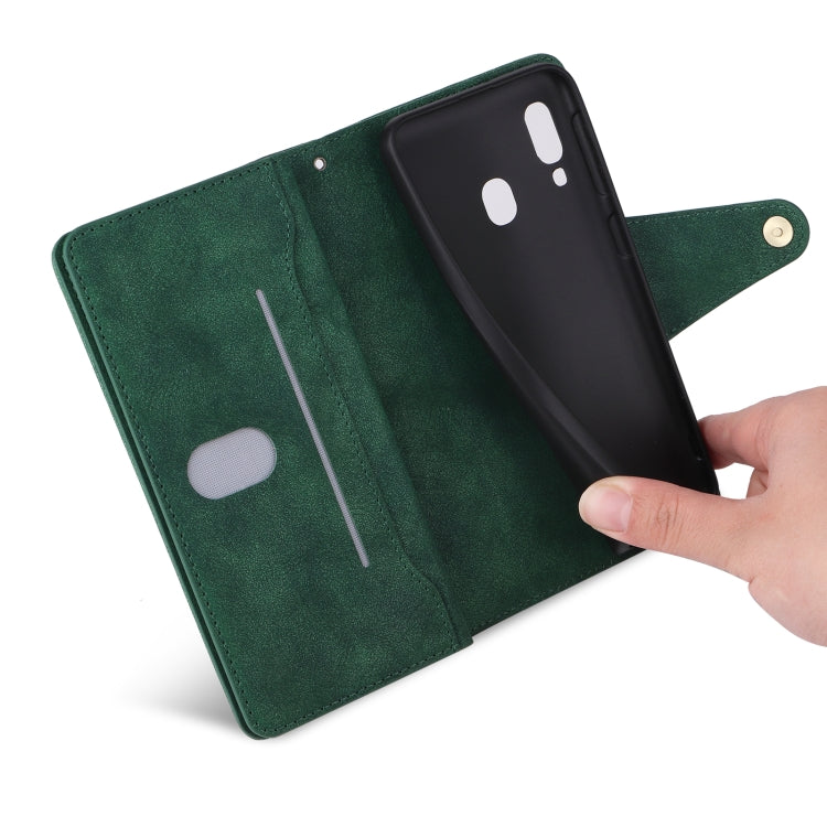 For Samsung Galaxy A40 Rivet Buckle 9 Cards Three Fold Leather Phone Case