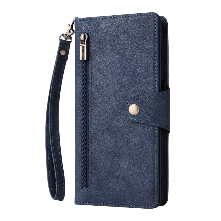 For Samsung Galaxy A42 5G Rivet Buckle 9 Cards Three Fold Leather Phone Case