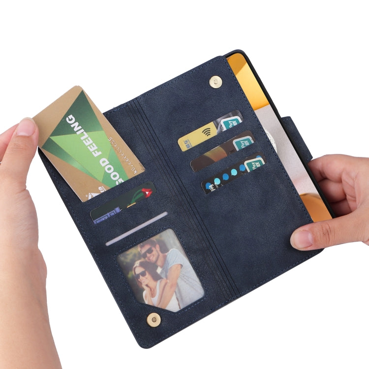 For Samsung Galaxy A42 5G Rivet Buckle 9 Cards Three Fold Leather Phone Case