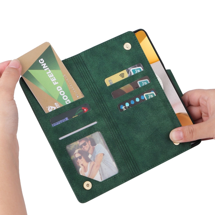 For Samsung Galaxy A42 5G Rivet Buckle 9 Cards Three Fold Leather Phone Case
