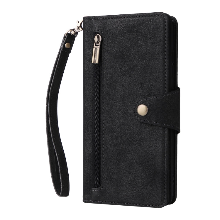 For Samsung Galaxy A51 Rivet Buckle 9 Cards Three Fold Leather Phone Case