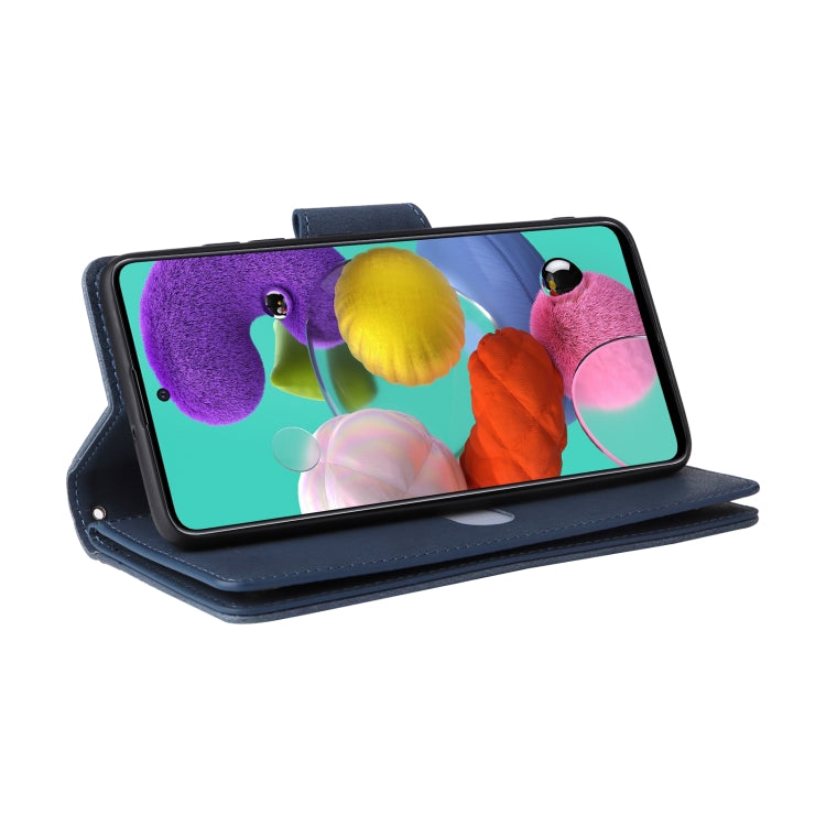 For Samsung Galaxy A51 Rivet Buckle 9 Cards Three Fold Leather Phone Case