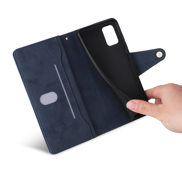For Samsung Galaxy A51 Rivet Buckle 9 Cards Three Fold Leather Phone Case