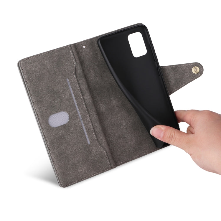 For Samsung Galaxy A51 Rivet Buckle 9 Cards Three Fold Leather Phone Case