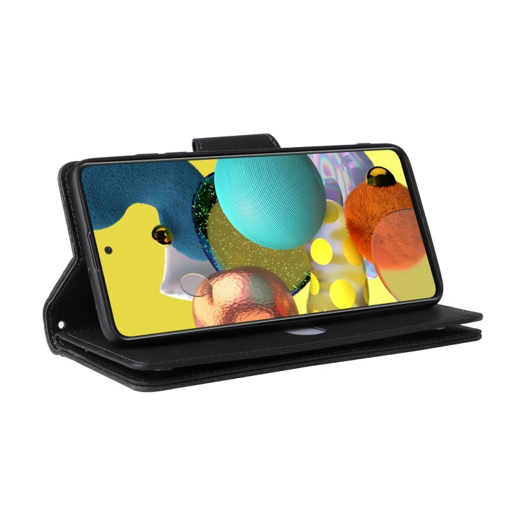 For Samsung Galaxy A51 5G Rivet Buckle 9 Cards Three Fold Leather Phone Case